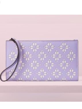 Kate Spade Sylvia Lilac Perforated Flower Large Continental Wristlet NWOT $158